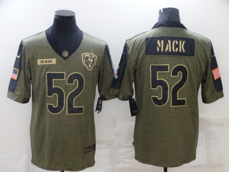 Mens Chicago Bears #52 Khalil Mack Stitched Nike Olive 2021 Salute To Service Limited Player Jersey