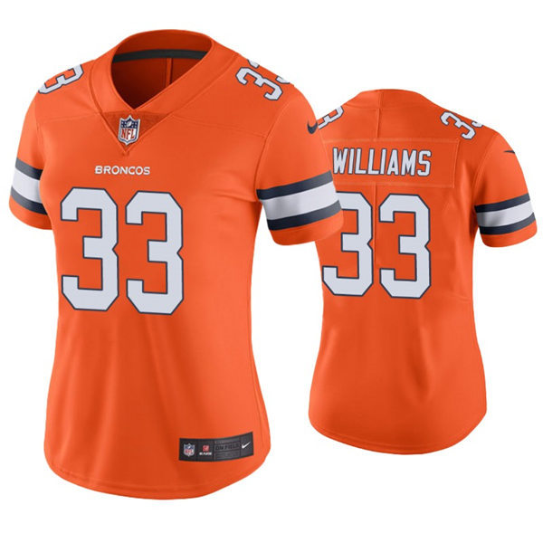 Womens Denver Broncos #33 Javonte Williams Nike Orange Color Rush Jersey