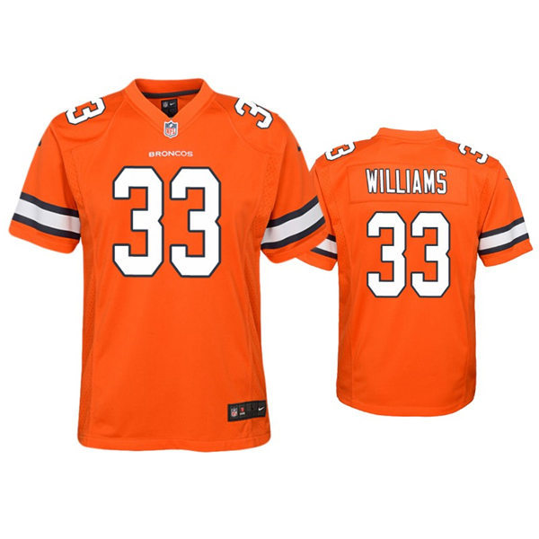 Youth Denver Broncos #33 Javonte Williams Nike Orange Color Rush Jersey 