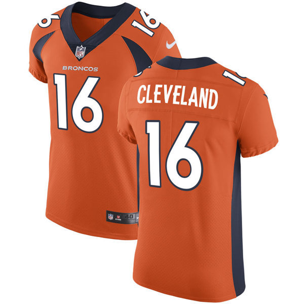 Mens Denver Broncos #16 Tyrie Cleveland Nike Orange Vapor Untouchable Limited Jersey
