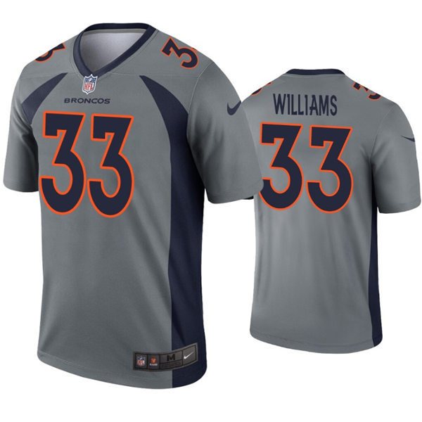 Mens Denver Broncos #33 Javonte Williams Nike Gray Inverted Legend Player Jersey