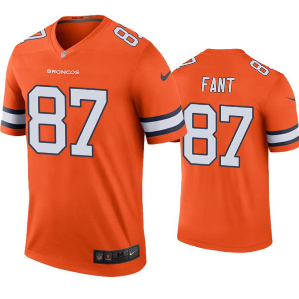 Mens Denver Broncos #87 Noah Fant Nike Orange Color Rush Vapor Limited Jersey