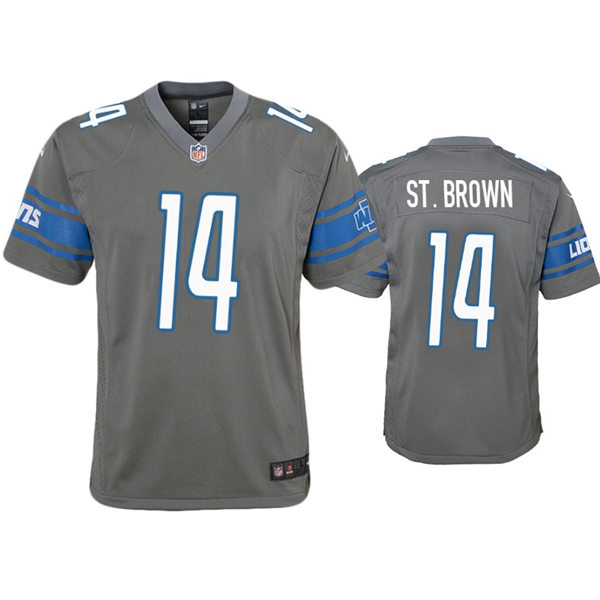 Youth Detroit Lions #14 Amon-Ra St. Brown Nike Silver Color Rush Jersey