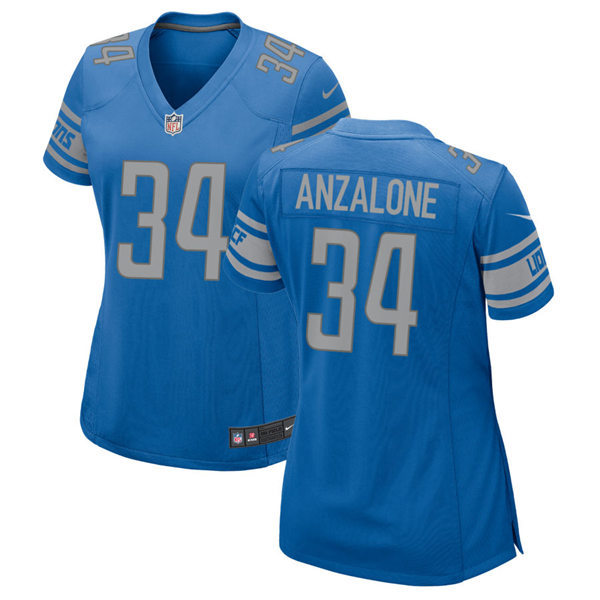 Womens Detroit Lions #34 Alex Anzalone Nike Blue Limited Jersey