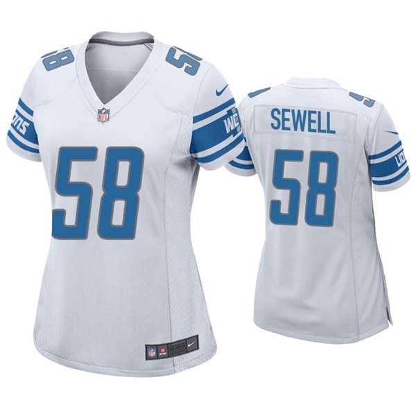 Womens Detroit Lions #58 Penei Sewell Nike  White Limited Jersey