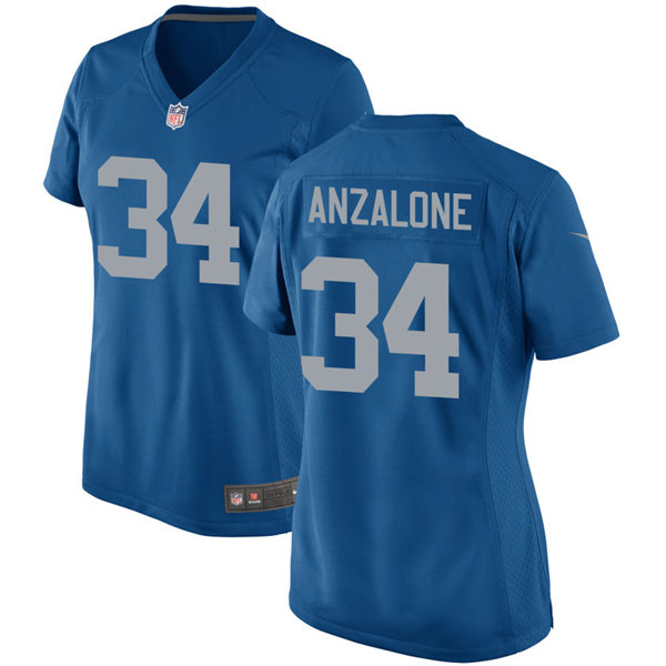 Womens Detroit Lions #34 Alex Anzalone Nike Blue Retro Throwback Jersey