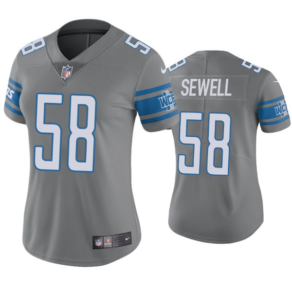 Womens Detroit Lions #58 Penei Sewell Nike Silver Color Rush Jersey