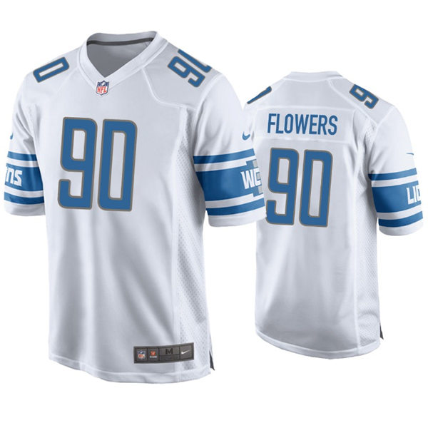 Mens Detroit Lions #90 Trey Flowers Nike White Vapor Untouchable Limited Jersey