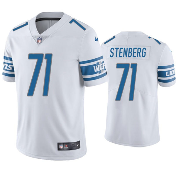 Mens Detroit Lions #71 Logan Stenberg Nike White Vapor Untouchable Limited Jersey