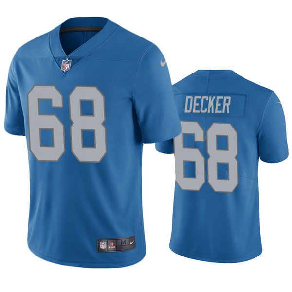 Mens Detroit Lions #68 Taylor Decker Nike Blue 2017 Throwback Limited Player Jersey