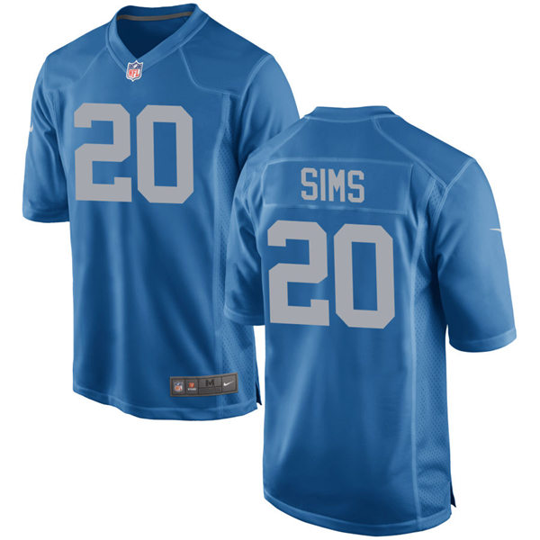 Mens Detroit Lions Retired Player #20 Billy Sims Nike Blue 2017 Throwback Limited Player Jersey