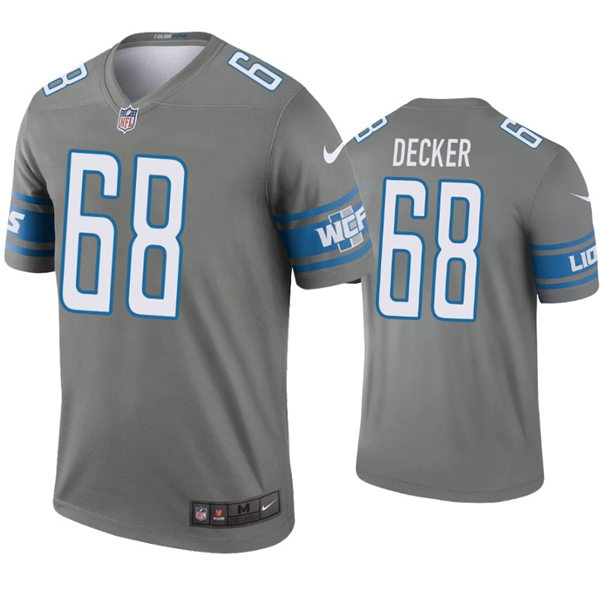 Mens Detroit Lions #68 Taylor Decker Nike Silver Color Rush Limited Player Jersey