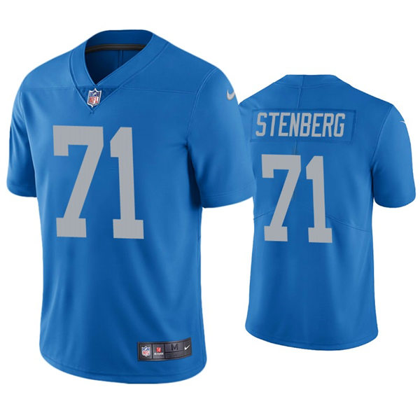 Mens Detroit Lions #71 Logan Stenberg Nike Blue 2017 Throwback Limited Player Jersey
