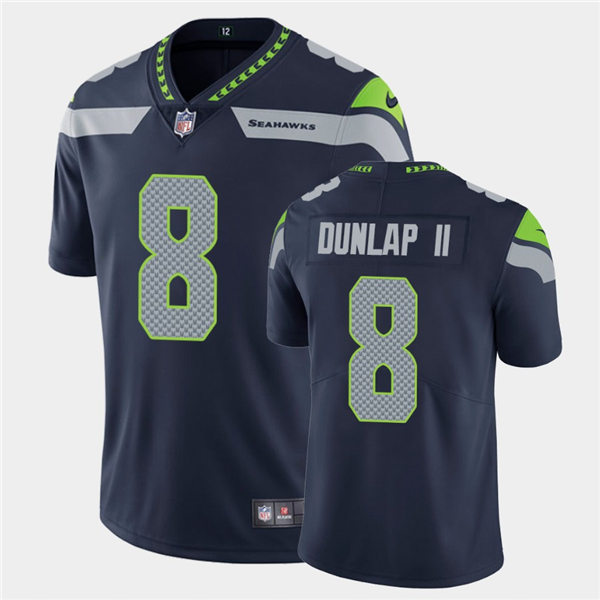 Mens Seattle Seahawks #8 Carlos Dunlap II Nike College Navy Team Color Vapor Limited Jersey
