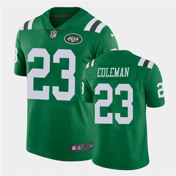 Mens New York Jets #23 Tevin Coleman Nike Green Color Rush Limited Jersey