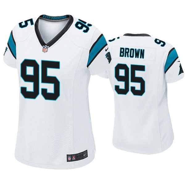 Womens Carolina Panthers #95 Derrick Brown Nike White Limited Jersey