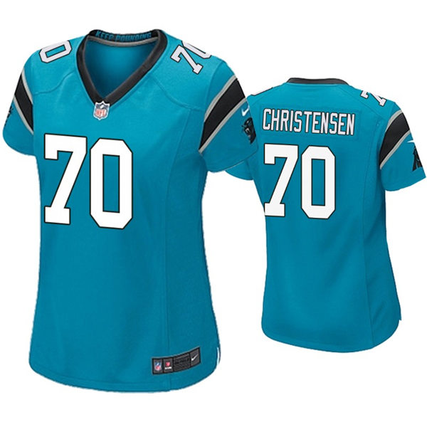 Womens Carolina Panthers #70 Brady Christensen Nike Blue Limited Jersey