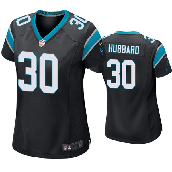Womens Carolina Panthers #30 Chuba Hubbard Nike Black Limited Jersey
