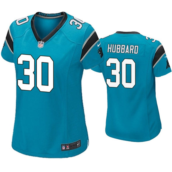 Womens Carolina Panthers #30 Chuba Hubbard Nike Blue Limited Jersey