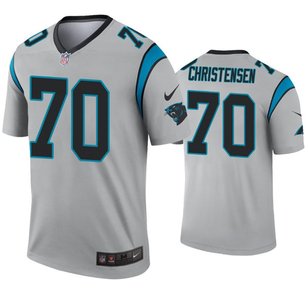 Mens Carolina Panthers #70 Brady Christensen Nike Grey Inverted Legend Jersey