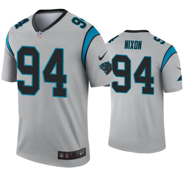 Mens Carolina Panthers #94 Daviyon Nixon Nike Grey Inverted Legend Jersey