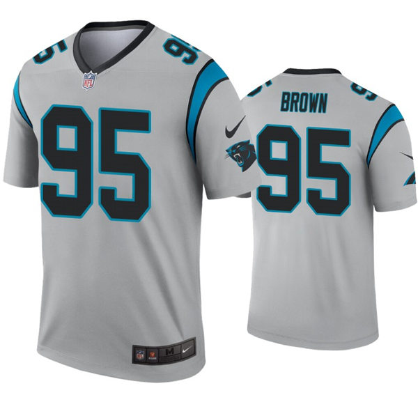 Mens Carolina Panthers #95 Derrick Brown Nike Grey Inverted Legend Jersey