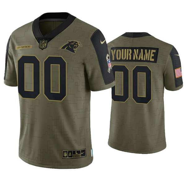 Mens Youth Carolina Panthers Custom Nike Olive 2021 Salute To Service Limited Jersey
