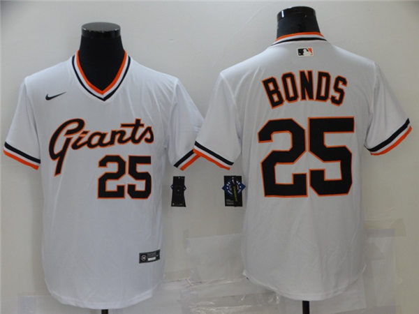 Mens San Francisco Giants Retired Players #25 Barry Bonds Nike White Pullover Cooperstown Collection Jersey