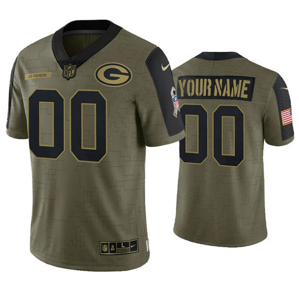 Mens Green Bay Packers Custom Nike Olive 2021 Salute To Service Limited Jersey