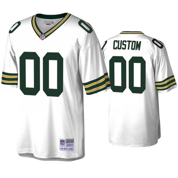 Mens Green Bay Packers Custom White Mitchell&Ness Throwback Legacy Jersey