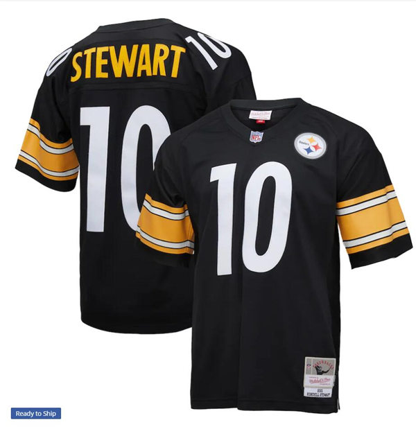 Mens Pittsburgh Steelers #10 Kordell Stewart Mitchell&Ness 2001 Black Legacy Throwback Jersey