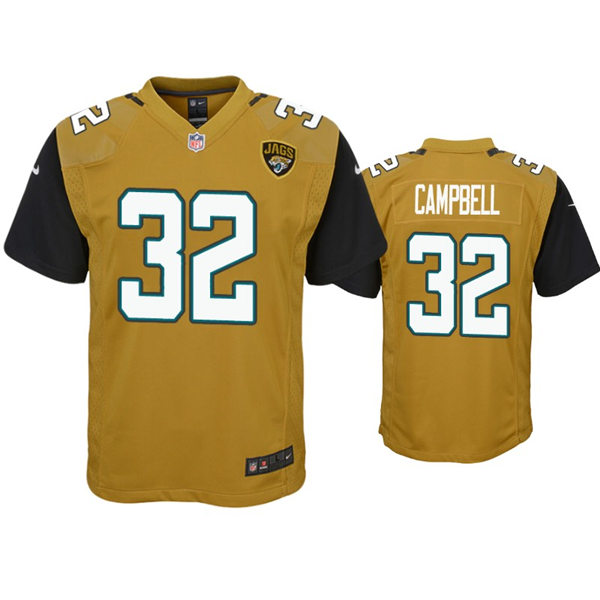 Youth Jacksonville Jaguars #32 Tyson Campbell Nike Bold Gold Color Rush Jersey