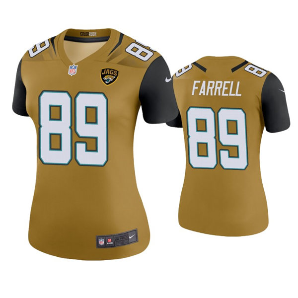 Womens Jacksonville Jaguars #89 Luke Farrell Nike Bold Gold Color Rush Jersey