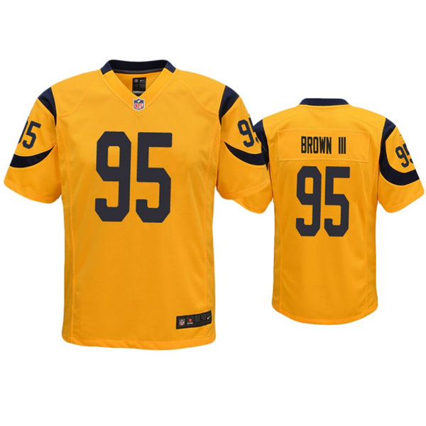 Youth Los Angeles Rams #95 Bobby Brown III Nike Gold Color Rush Limited Jersey