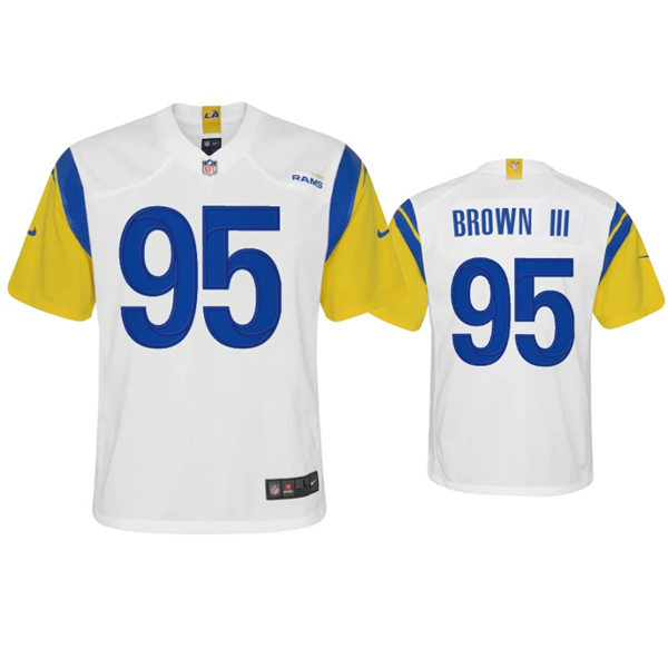 Youth Los Angeles Rams #95 Bobby Brown III 2021 Nike White Modern Throwback Jersey