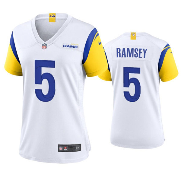 Womens Los Angeles Rams #5 Jalen Ramsey 2021 Nike White Modern Throwback Jersey