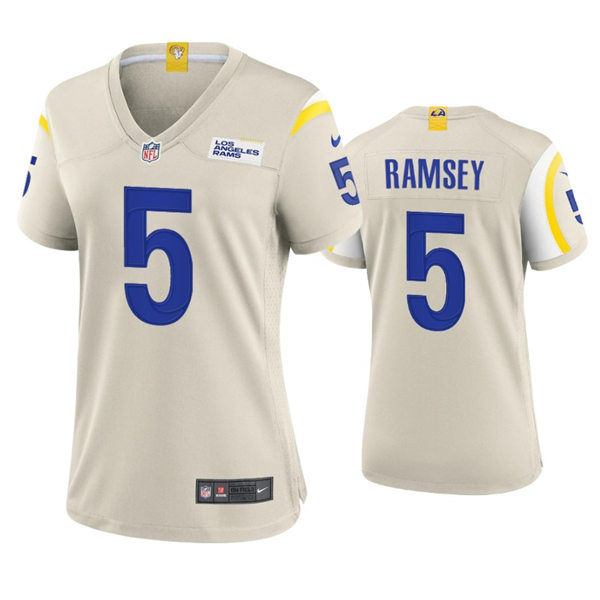 Womens Los Angeles Rams #5 Jalen Ramsey Nike Bone Limited Jersey