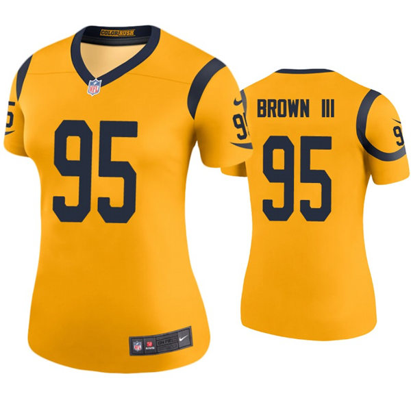 Womens Los Angeles Rams #95 Bobby Brown III Nike Gold Color Rush Limited Jersey