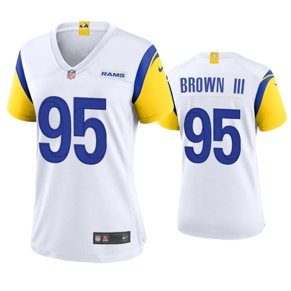 Womens Los Angeles Rams #95 Bobby Brown III 2021 Nike White Modern Throwback Jersey