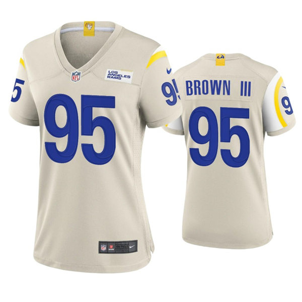 Womens Los Angeles Rams #95 Bobby Brown III Nike Bone Limited Jersey
