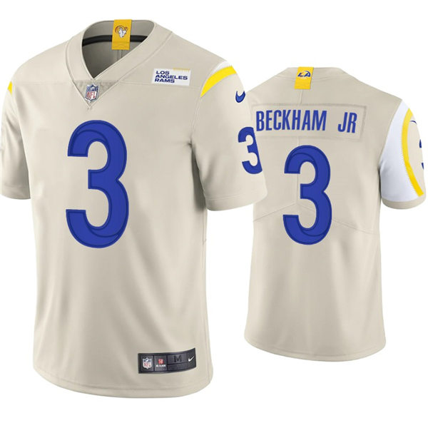 Mens Los Angeles Rams #3 Odell Beckham Jr. Nike Bone Vapor Untouchable Limited Jersey