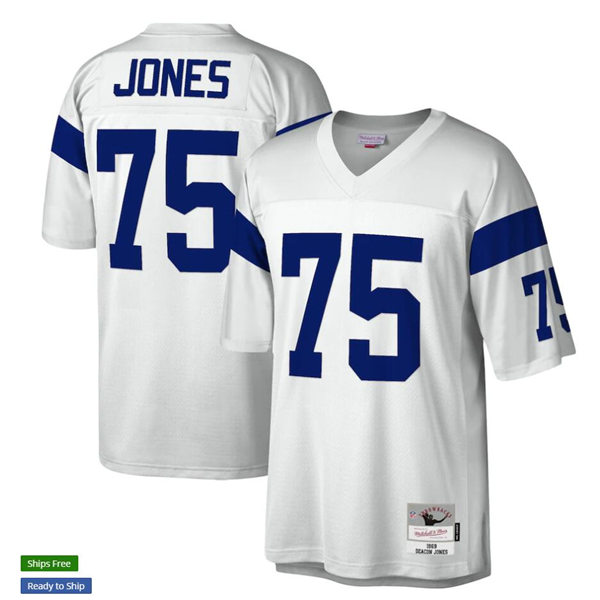 Men's Los Angeles Rams #75 Deacon Jones Mitchell&Ness 1969 White Legacy Throwback Jersey