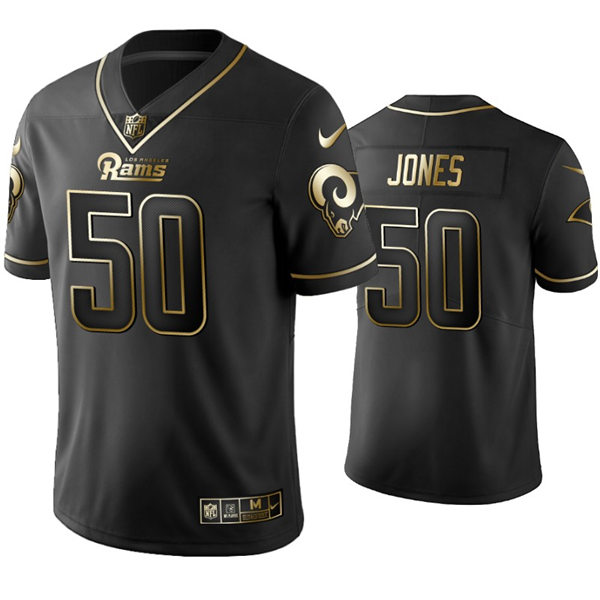 Mens Los Angeles Rams #50 Ernest Jones Nike Black Golden Edition Vapor Limited Jersey
