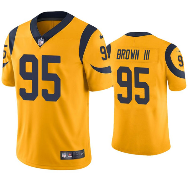 Mens Los Angeles Rams #95 Bobby Brown III Nike Gold Color Rush Limited Jersey