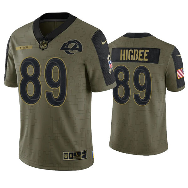 Mens Los Angeles Rams #89 Tyler Higbee Nike Olive 2021 Salute To Service Limited Jersey