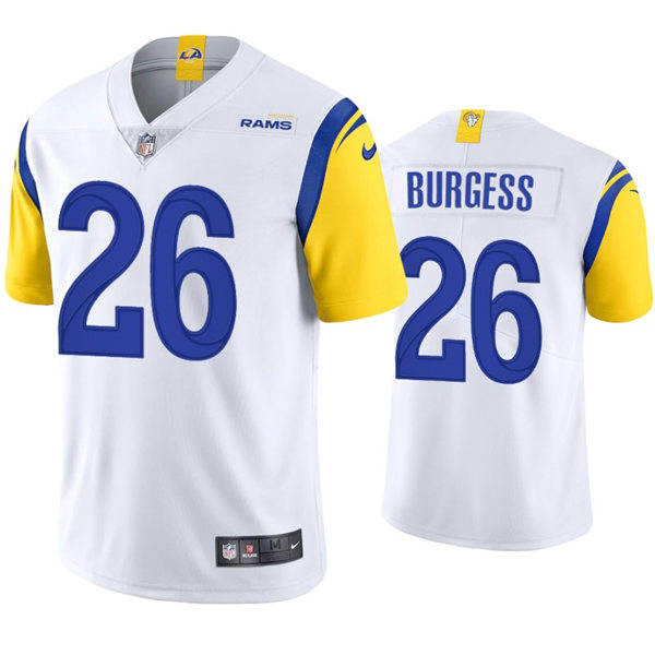 Mens Los Angeles Rams #26 Terrell Burgess Nike 2021 White Modern Throwback Vapor Limited Jersey