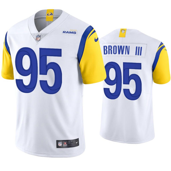 Mens Los Angeles Rams #95 Bobby Brown III Nike 2021 White Modern Throwback Vapor Limited Jersey