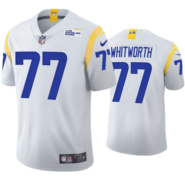 Mens Los Angeles Rams #77 Andrew Whitworth Nike Whie Away Vapor Untouchable Limited Jersey