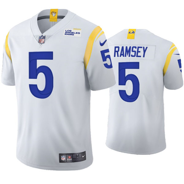 Mens Los Angeles Rams #5 Jalen Ramsey  Nike Whie Away Vapor Untouchable Limited Jersey