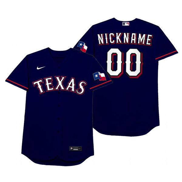 Mens Texas Rangers Custom Nike Blue 2021 Players' Weekend Nickname Jersey